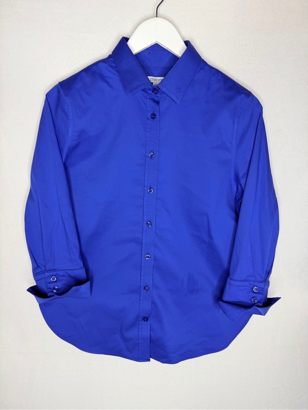 Chico's Vibrant Cobalt Button-Up Dress Shirt size 0 4